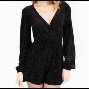 Urban Outfitters black velvet long sleeve romper